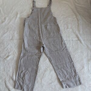 Eileen Fisher Linen Wide Leg Cropped Organic Overalls‎ Women's M beige